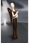 Sternkopf-Engel aus Makassar-Ebenholz, stehend, mit Kerzenhalter